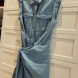 Sleeveless Denim Shirt Dress